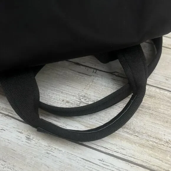 Kate Spade Carley Nylon Flap Backpack Black Drawstring Preppy Casual Athleisure - Picture 10 of 16